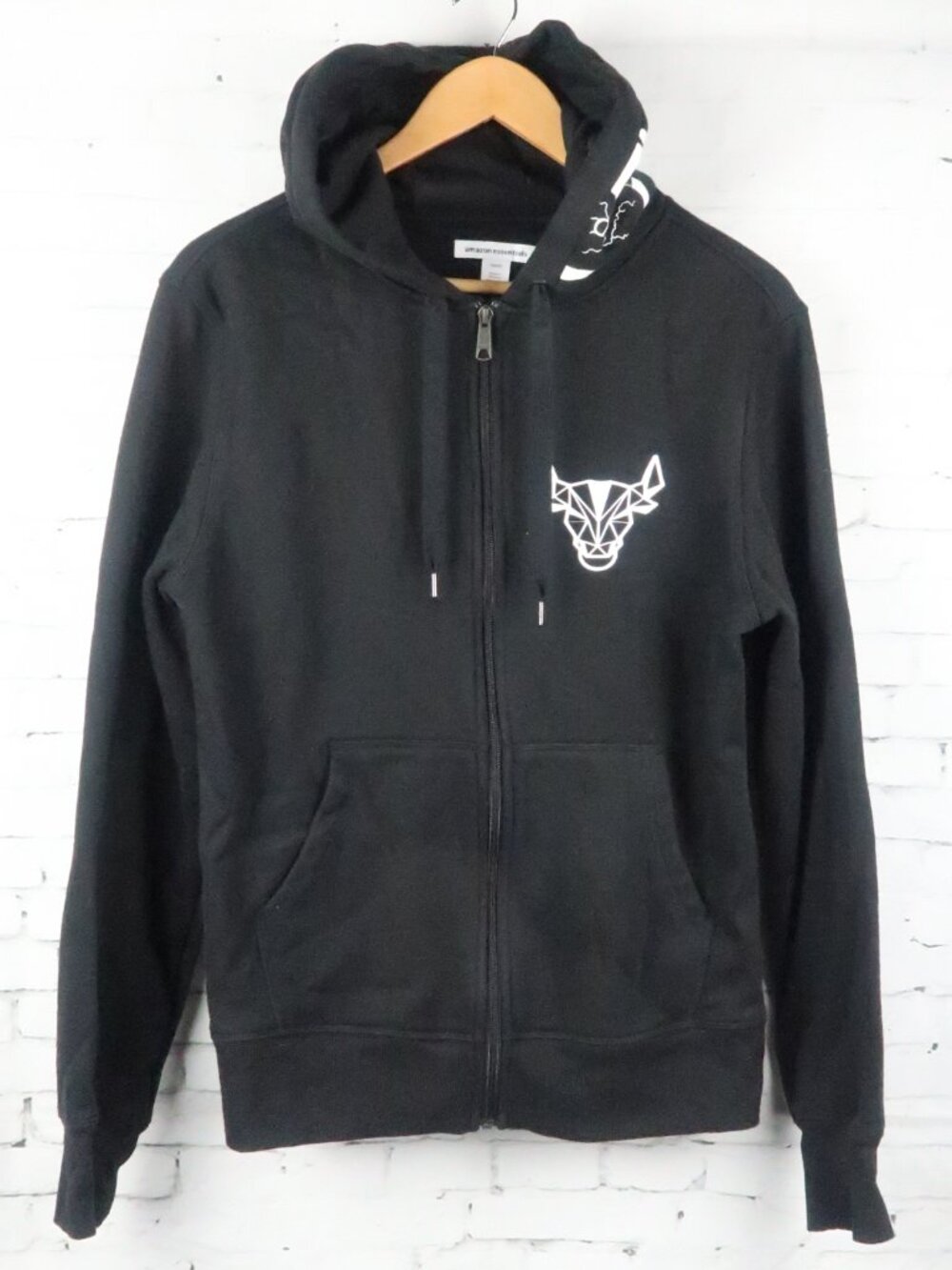 TEAM MUSCLE FARM WEIGHTLIFTING BLACK FULL ZIP HOODIE HOODED SWEATSHIRT SIZE S
